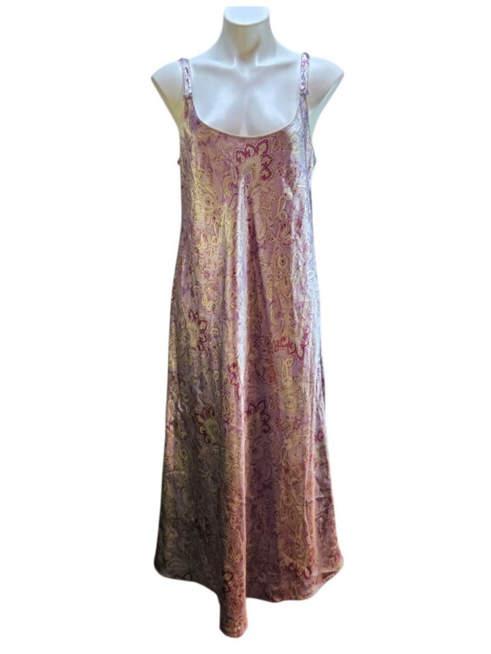 Oscar de la Renta Satin Nightgown Purple Paisley Size XL